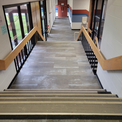commercial flooring on a staircase